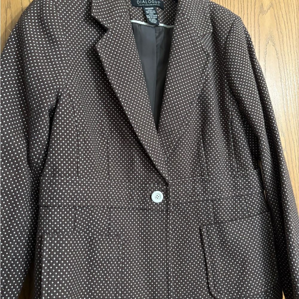 Dialogue Chocolate Blazer with White Dots